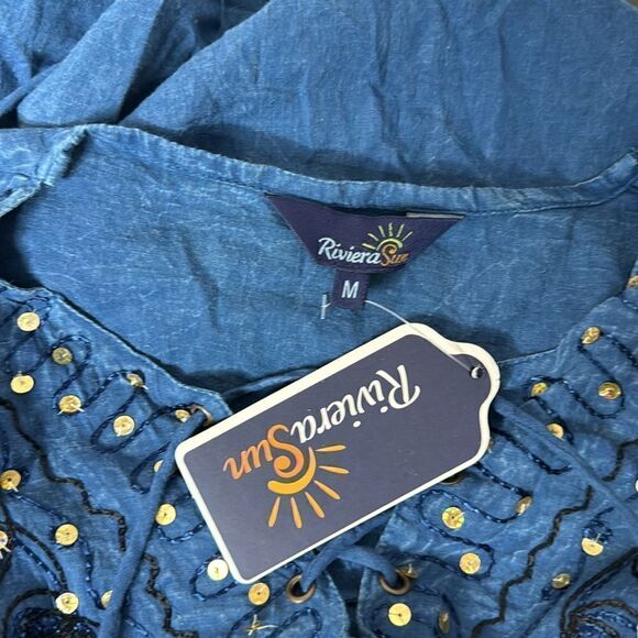 NWT Riviera Sun embroidered sequins Denim Sun Dress Size Medium - Picture 7 of 7